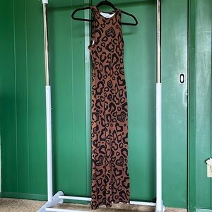 Form fitting love leopard print maxi
